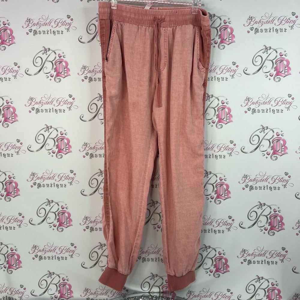 Splendid joggers orange Rose Pink Textured Fabric pockets pants cargo